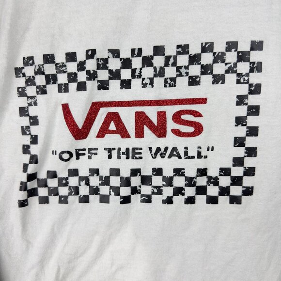 Vans "Off The Wall" Raglan Tee XL Black & White Checkerboard By Gildan - Picture 3 of 9